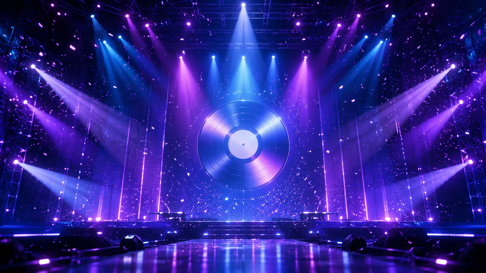 2026년 7월 K-pop 컴백 아이돌 라인업을 상징하는 무대 조명과 음반 이미지